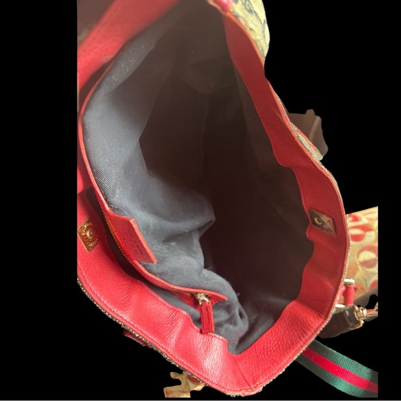 GUCCI RED LEATHER CANVAS GG HORSEBIT VINTAGE Y2K EQUESTRIAN SHOULDER BAG - Picture 10 of 10